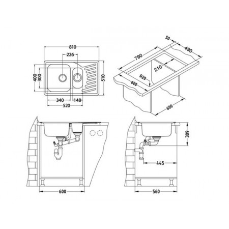Мойка Alveus Elegant 110 Sat-90 нерж сталь (810 х 510) Мойка Alveus Elegant 110 Sat-90 нерж сталь (810 х 510)
