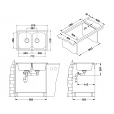 Мойка Alveus Elegant 40 Sat-90 нерж сталь (810 х 510)