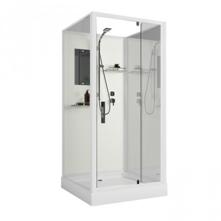 Душевая кабина Niagara Standart ST80/15Q/BK (80х80х200) квадрат,поддон 15см,распашная,проф.белый,без крыши,3 места