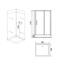 Душевая кабина Grossman Style GR261 (90x90x215) дверь распашная,5 мест