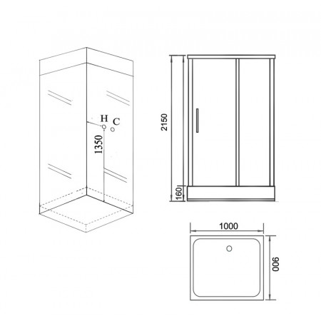 Душевая кабина Grossman Style GR266 (90x100x215) дверь распашная,5 мест