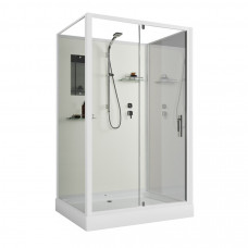 Душевая кабина Niagara Standart ST120/90/15Q/BK (120х90х200) прямоугольник,поддон 15см,распашная,проф.белый,без крыши,3 места
