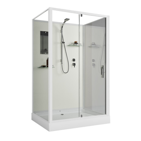 Душевая кабина Niagara Standart ST120/90/15Q/BK (120х90х200) прямоугольник,поддон 15см,распашная,проф.белый,без крыши,3 места