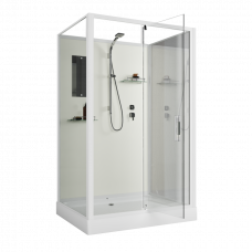 Душевая кабина Niagara Standart ST120/90/15Q/BK (120х90х200) прямоугольник,поддон 15см,распашная,проф.белый,без крыши,3 места