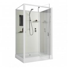 Душевая кабина Niagara Standart ST120/90/15Q/BK (120х90х200) прямоугольник,поддон 15см,распашная,проф.белый,без крыши,3 места