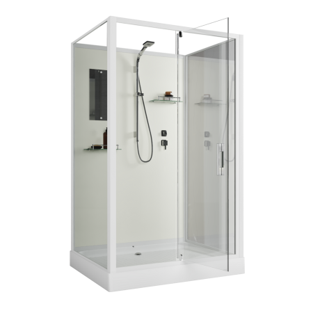 Душевая кабина Niagara Standart ST120/90/15Q/BK (120х90х200) прямоугольник,поддон 15см,распашная,проф.белый,без крыши,3 места