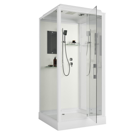 Душевая кабина Niagara Standart ST90/15Q (90х90х215) квадрат,поддон 15см,распашная,проф.белый,3 места