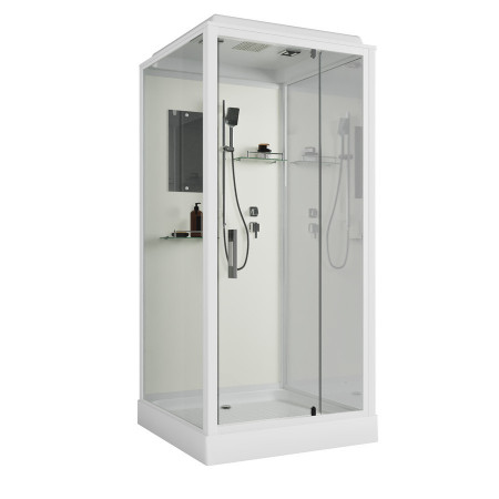 Душевая кабина Niagara Standart ST90/15Q (90х90х215) квадрат,поддон 15см,распашная,проф.белый,3 места