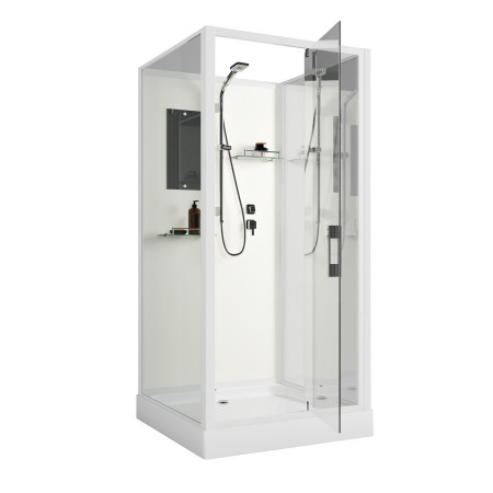 Душевая кабина Niagara Standart ST90/15Q/BK (90х90х200) квадрат,поддон 15см,распашная,проф.белый,без крыши,3 места