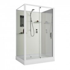 Душевая кабина Niagara Standart ST100/80/15Q/BK (100х80х200) прямоугольник,поддон 15см,распашная,проф.белый,без крыши,3 места