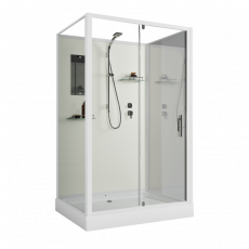 Душевая кабина Niagara Standart ST100/80/15Q/BK (100х80х200) прямоугольник,поддон 15см,распашная,проф.белый,без крыши,3 места