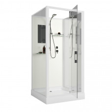 Душевая кабина Niagara Standart ST100/15Q/BK (100х100х200) квадрат,поддон 15см,распашная,проф.белый,без крыши,3 места