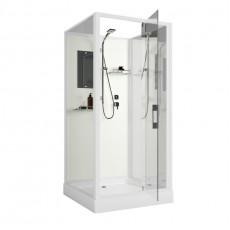 Душевая кабина Niagara Standart ST100/15Q/BK (100х100х200) квадрат,поддон 15см,распашная,проф.белый,без крыши,3 места