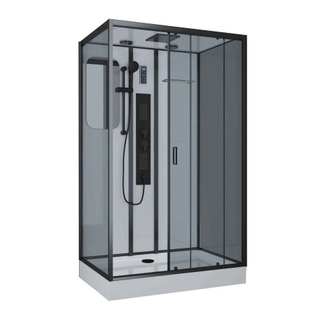 Душевая кабина Niagara Premium NG-6912-01GQR BLACK (120х80х210) низкий поддон(16 см),черный,стекло тонированное,5 мест