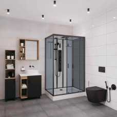 Душевая кабина Niagara Premium NG-6912-01GQR BLACK (120х80х210) низкий поддон(16 см),черный,стекло тонированное,5 мест