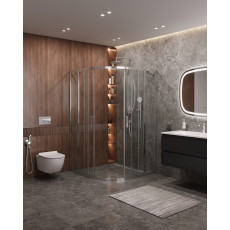 Душевой уголок Cezares MOLVENO-R-22-90+20-C-Cr-IV, 110х110х195, профиль хром, стекло прозрачное