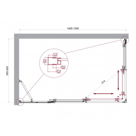 Душевой уголок BelBagno LUCE-AH-21-150/90-C-Cr