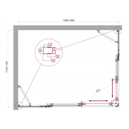 Душевой уголок LUCE-AH-22-150/115-C-Cr Душевой уголок LUCE-AH-22-150/115-C-Cr