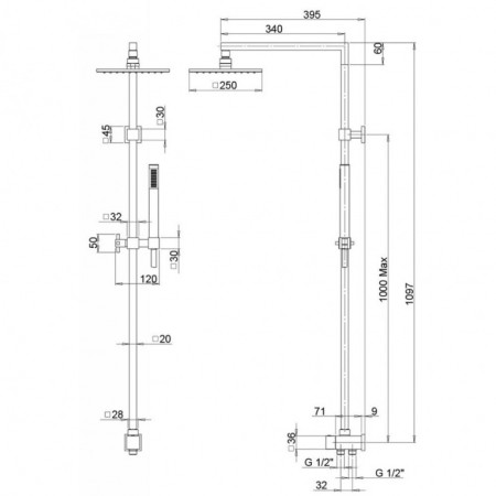 Душевая система хром 50CR191ARQP3 Rsq Paini Душевая система хром 50CR191ARQP3 Rsq Paini