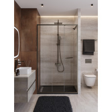 Душевая дверь Cezares LUX-B-FS-11-130-C-GM, 130х195, профиль оружейная сталь, стекло прозрачное