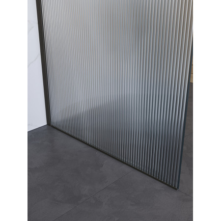 Душевая перегородка BelBagno UNO-L-1-TB-100-FL-GM профиль оружейная сталь, стекло  рифленое FLUTTO