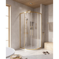 Душевой уголок Cezares RELAX-304-R-2-90-C-BORO, 90х90х200, профиль брашированное золото, прозрачное стекло