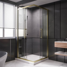 Душевой угол Veconi Premium Trento PTC-20G 1200Х800x2000 брашированное золото стекло прозрачное PTC20-G-12080-01-C5 (комплект)