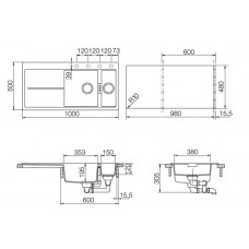 Мойка кварцевая Schock Horizont 60D (D-150) Cristadur 1000х500 магнолия