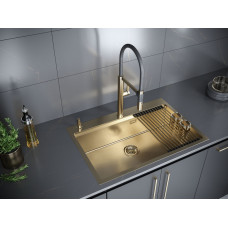 Мойка нерж. сталь KRONER-PRO 75, PM707551-BG, брашированное золото, 750х510мм, Paulmark