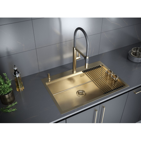 Мойка нерж. сталь KRONER-PRO 75, PM707551-BG, брашированное золото, 750х510мм, Paulmark Мойка нерж. сталь KRONER-PRO 75, PM707551-BG, брашированное золото, 750х510мм, Paulmark