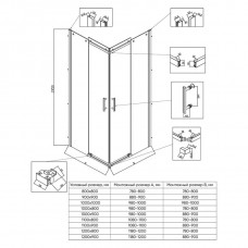 Душевой угол Veconi Хром 1100x800x1950 RV50CH-L-11080-02-C9