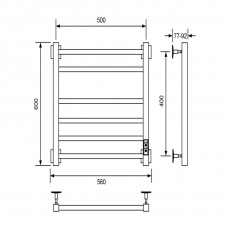 Полотенцесушитель электрический Veconi Черный 500x600 B6050B-B