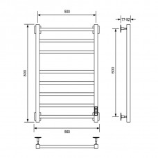Полотенцесушитель электрический Veconi Черный 500x800 B8050B-B