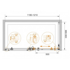 Душевой уголок Cezares STYLUS-O-M-AH-1-120/90-C-Cr
