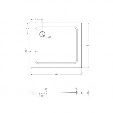 Поддон из SMC (стекловолокно) 90х80 Cezares TRAY-M-AH-90/80-35-W без сифона