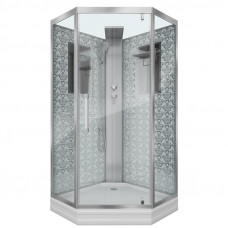 Душевая кабина Niagara Luxe NG-7717WBK (100x100х210) низкий поддон(15см),дверь распашная,стенки серебро,без крыши,4 места