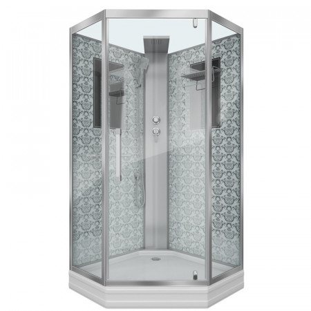 Душевая кабина Niagara Luxe NG-7717WBK (100x100х210) низкий поддон(15см),дверь распашная,стенки серебро,без крыши,4 места