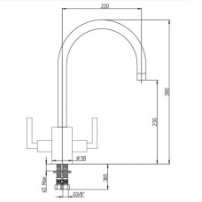 64CR490Q12QKM, хром CROMO3 Смеситель для кухни Paini Cucina 64CR490Q12QKM