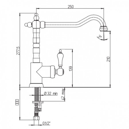 88CR572L1USKM, хром CROMO3 Смеситель для кухни Paini Duomo 88CR572L1USKM, хром CROMO3 Смеситель для кухни Paini Duomo