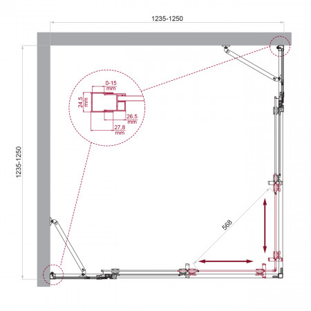 Душевой уголок BelBagno LUCE-A-22-100+25-C-Cr