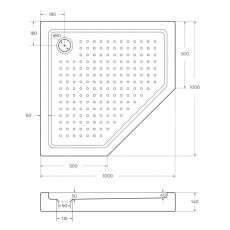 Поддон акриловый 100х100 Cezares TRAY-A-P-100-15-W с сифоном