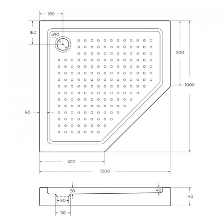 Поддон акриловый 100х100 Cezares TRAY-A-P-100-15-W с сифоном