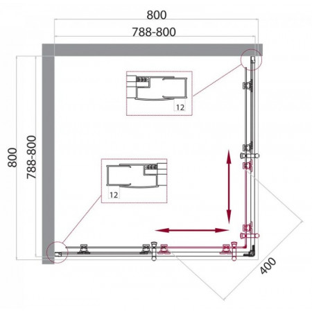 Душевой уголок BelBagno UNO-195-A-2-80-P-Cr Душевой уголок BelBagno UNO-195-A-2-80-P-Cr