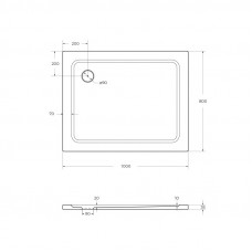 Поддон из SMC (стекловолокно) 100х80 Cezares TRAY-M-AH-100/80-35-W без сифона