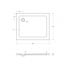 Поддон из SMC (стекловолокно) 100х80 Cezares TRAY-M-AH-100/80-35-W без сифона