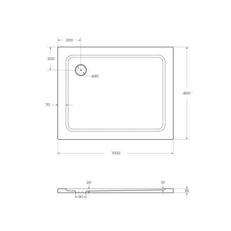 Поддон из SMC (стекловолокно) 100х80 Cezares TRAY-M-AH-100/80-35-W без сифона Поддон из SMC (стекловолокно) 100х80 Cezares TRAY-M-AH-100/80-35-W без сифона