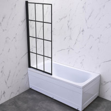 Шторка на ванну Veconi Palau PL-77L 900x1500 черный стекло прозрачное PL77L-90-01-C7