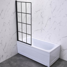 Шторка на ванну Veconi Palau PL-77L 900x1500 черный стекло прозрачное PL77L-90-01-C7