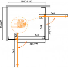 Душевой уголок CEZARES SLIDER-AH-2-70/80-100/110-BR-GM
