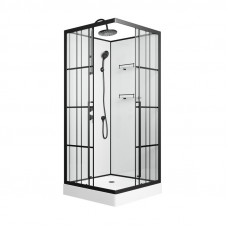 Душевая кабина Niagara Standart ST100/15QL/KL/BKT (100х100х225) низкий поддон(15см),черный,стекло прозрачное,3 места
